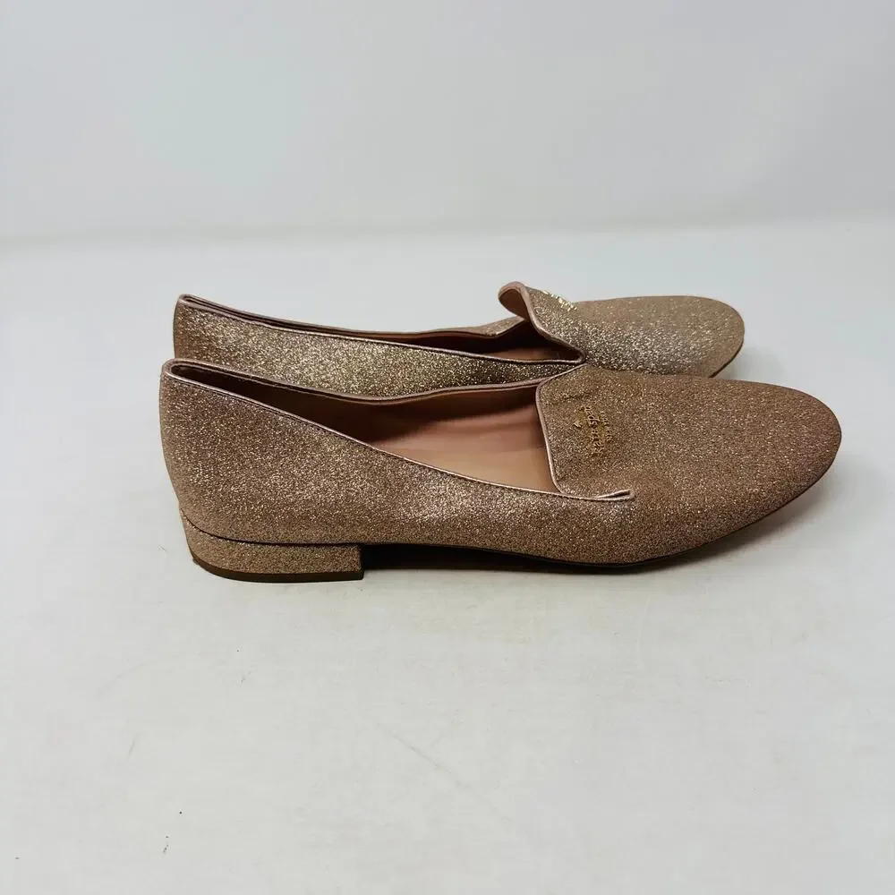 Kate Spade New York Gold Glitter Loafers Slip-On‎ Flats Party Shoes 10B
